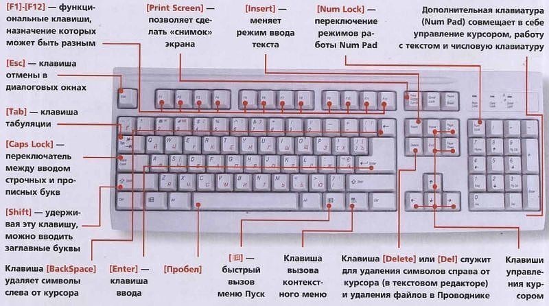 Клавиатура компьютера. Сочетание клавиш